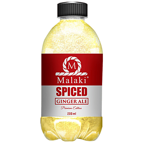 Malaki Spiced Ginger Ale - Hydrating, Refreshing, Low-Calorie Beverage, 200 ml Bottle