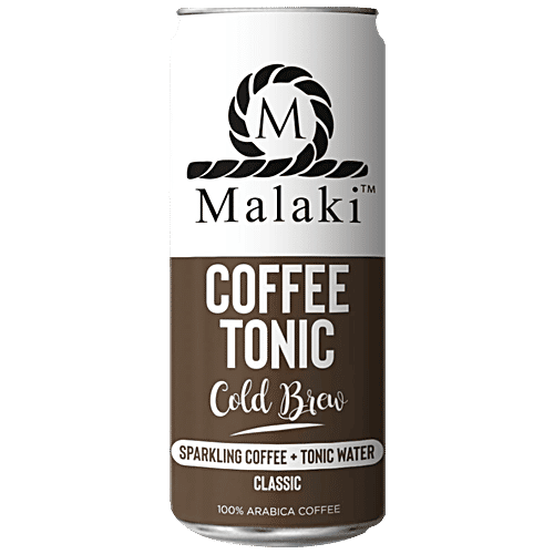 Malaki Coffee Tonic - Classic, Cold Brew, Refreshing, Hydrating, 250 ml Can 