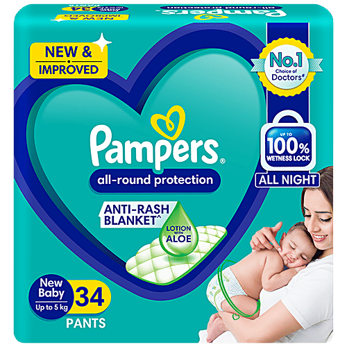 Buy Pampers Diaper Pants New Born, All Round Protection, Antirash Blanket, New & Improved