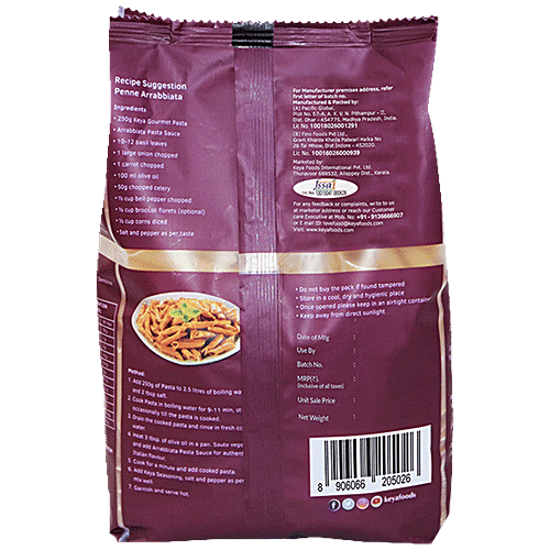 Keya Penne Rigate Wheat Semolina Pasta - Rich In Protein, Cholesterol Free, 1 kg Pouch