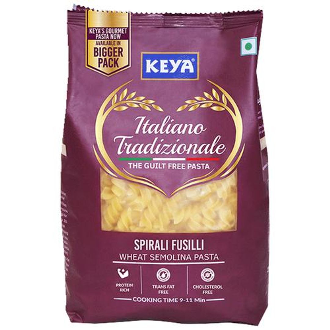 Keya Spirali Fusilli Wheat Semolina Pasta - Rich In Protein, Cholesterol Free, 1 kg Pouch