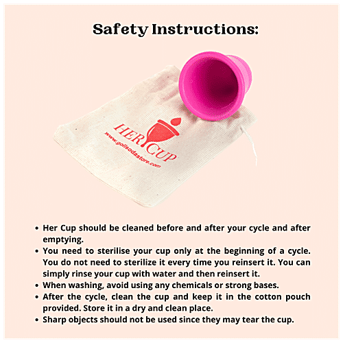 Goli Soda Her Cup - Menstrual Cup, Platinum-Cured Medical Grade Silicone, For Women, Regular Size, Fushia, 1 pc  