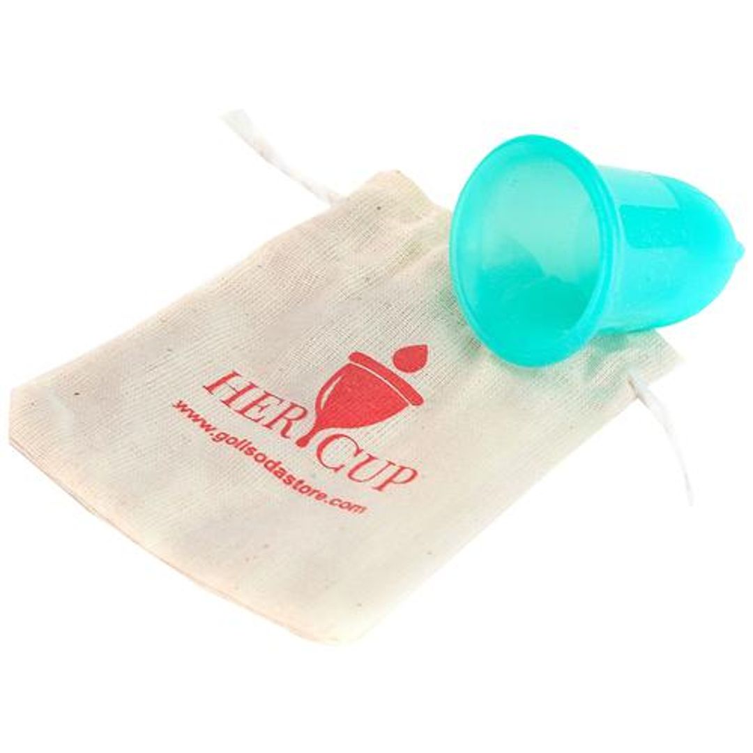 Goli Soda Her Cup - Menstrual Cup, Platinum-Cured Medical Grade Silicone, For Women, Regular Size, Teal, 1 pc 