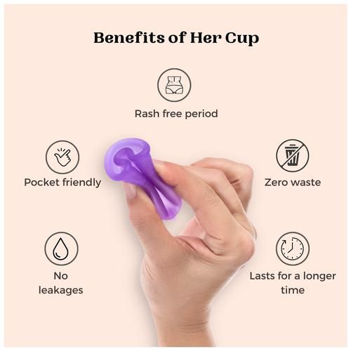 Goli Soda Her Cup - Menstrual Cup, Platinum-Cured Medical Grade Silicone, For Women, Regular Size, Yellow, 1 pc  