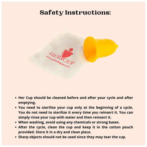 Goli Soda Her Cup - Menstrual Cup, Platinum-Cured Medical Grade Silicone, For Women, Regular Size, Yellow, 1 pc  