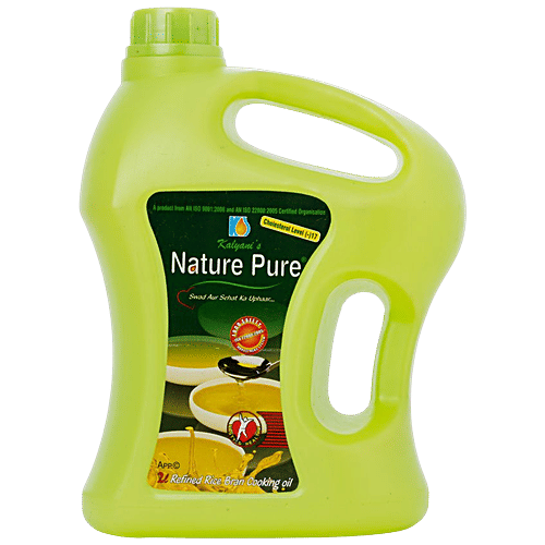 NATURE PURE Rice Bran Cooking Oil - Adds More Flavour, Good For Heart, 2 L Jar 