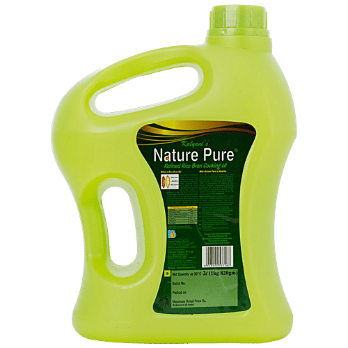 NATURE PURE Rice Bran Cooking Oil - Adds More Flavour, Good For Heart, 2 L Jar 