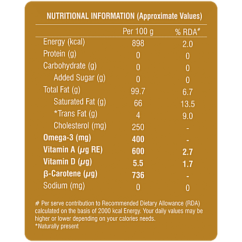 Heritage Cow Ghee - Rich In Vitamins, Minerals, Healthy & Taste, 200 ml Pouch 