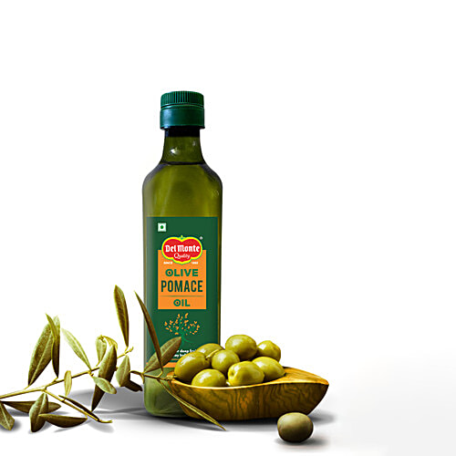 Del Monte Olive Pomace Oil - Cholesterol & Trans Fat-Free, For Cooking, Deep Frying, 500 ml  Cholesterol & Trans Fat-Free
 Ideal for Cooking & Deep Frying