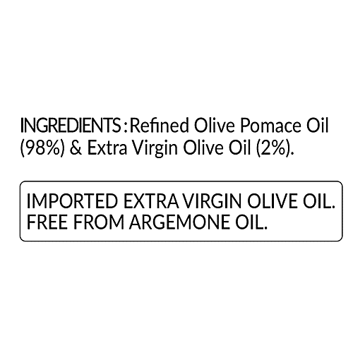 Del Monte Olive Pomace Oil - Cholesterol & Trans Fat-Free, For Cooking, Deep Frying, 500 ml  Cholesterol & Trans Fat-Free
 Ideal for Cooking & Deep Frying