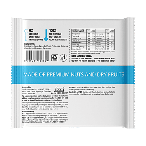 Happilo Premium Pistachio Healthy Mini Dry Fruit Bar, 15 g  Rich In Protein, Gluten Free