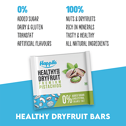 Happilo Premium Pistachio Healthy Mini Dry Fruit Bar, 15 g  Rich In Protein, Gluten Free