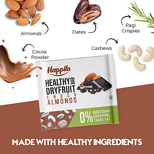 Happilo Choco-Almond Healthy Mini Dry Fruit Bar, 15 g  Rich In Protein, Gluten Free