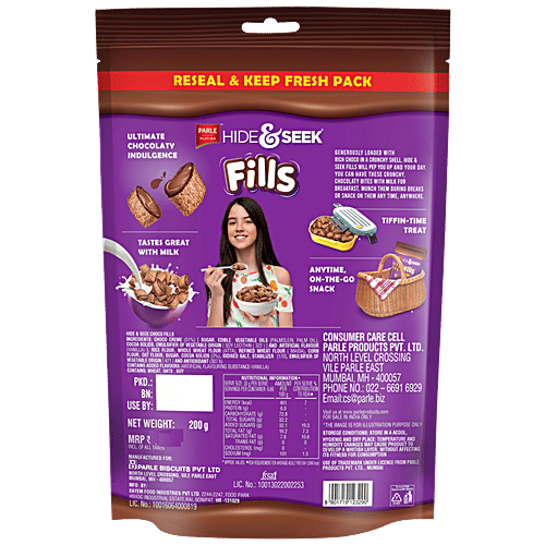 Parle Platina Hide & Seek Fills Crunchy With Chocolaty Creme, 200 g  