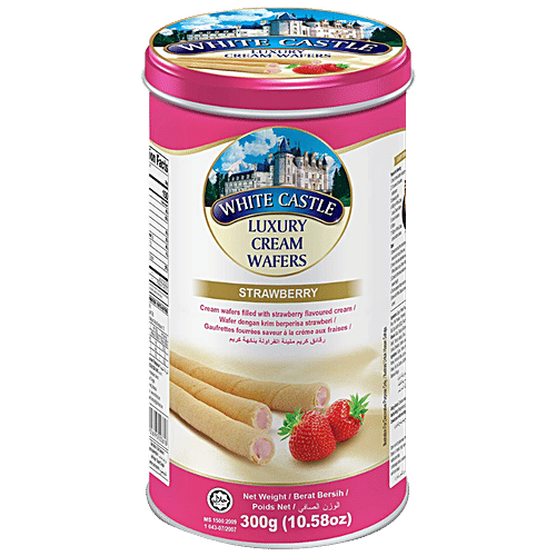White Castle Luxury Cream Wafer Sticks - Strawberry, Sweet & Crunchy, 300 g