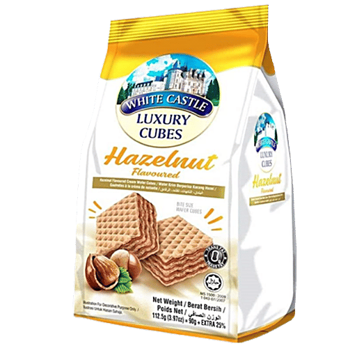 White Castle Luxury Cream Wafer Cubes - Hazelnut Flavoured, Sweet, Crunchy, 200 g (Get Extra 25%) 
