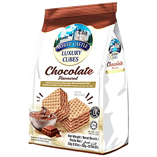 White Castle Luxury Cream Wafer Cubes - Chocolate Flavoured, Sweet, Crunchy, 200 g (Get Extra 25%) 