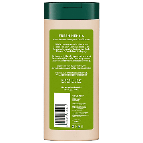 BIOTIQUE Fresh Henna Colour Protect Shampoo & Conditioner, 180 ml  For Colour Treated Hair