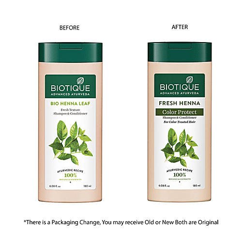 BIOTIQUE Fresh Henna Colour Protect Shampoo & Conditioner, 180 ml  For Colour Treated Hair