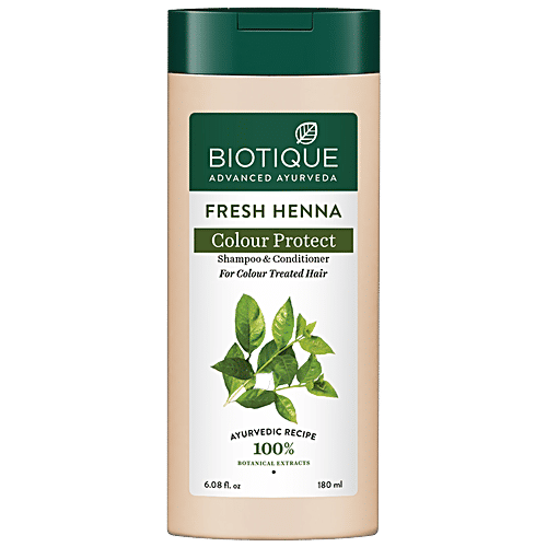 BIOTIQUE Fresh Henna Colour Protect Shampoo & Conditioner, 180 ml  For Colour Treated Hair
