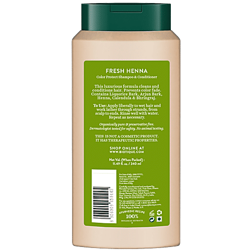 BIOTIQUE Fresh Henna Colour Protect Shampoo & Conditioner, 340 ml  For Colour Treated Hair