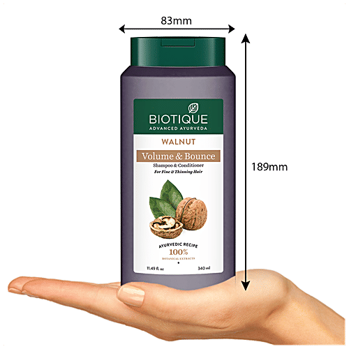 BIOTIQUE Walnut Volume & Bounce Shampoo & Conditioner - For Fine & Thinning Hair, 340 ml