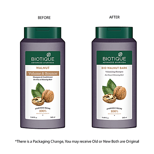 BIOTIQUE Walnut Volume & Bounce Shampoo & Conditioner - For Fine & Thinning Hair, 340 ml