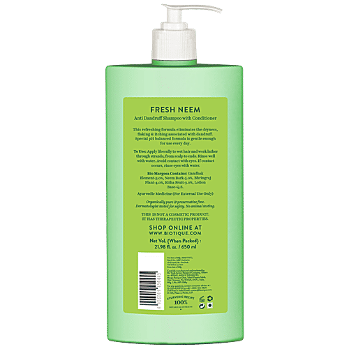 Buy BIOTIQUE Fresh Neem Anti Dandruff Shampoo & Conditioner, For
