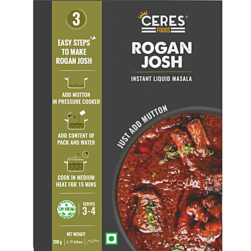 Ceres Foods Kashmiri Rogan Josh Instant Liquid Masala - Ready To Cook Indian Curry Cooking Paste, 200 g  