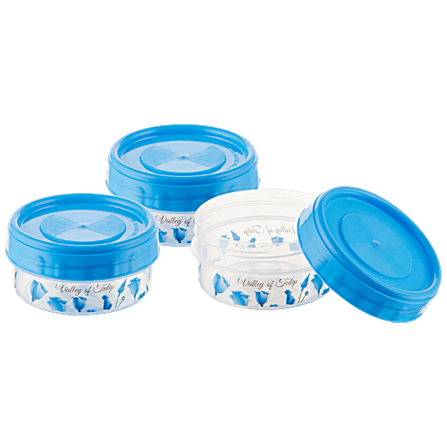 Polyset Twisty Container - Plastic, Durable, BPA Free, For Multipurpose Use, Blue, 300 ml (Set of 3)