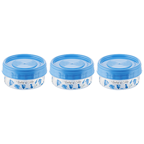 Polyset Twisty Container - Plastic, Durable, BPA Free, For Multipurpose Use, Blue, 300 ml (Set of 3)