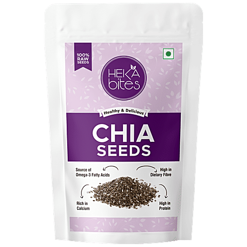 Heka Bites Raw Chia Seeds - Premium, Vegan, Source Of Omega-3 & Calcium, Gluten Free, 250 g  
