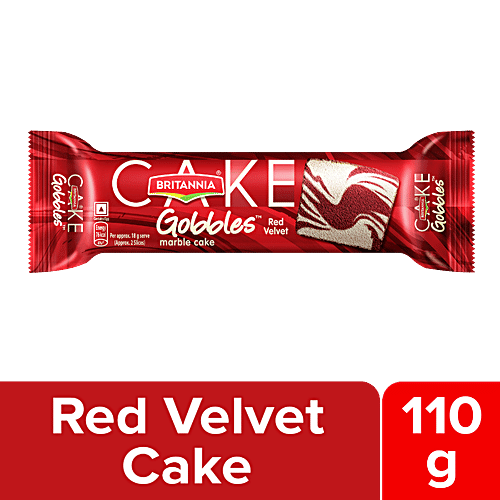 Britannia Gobbles Marble Cake - Red Velvet, Soft & Spongy, 110 g  