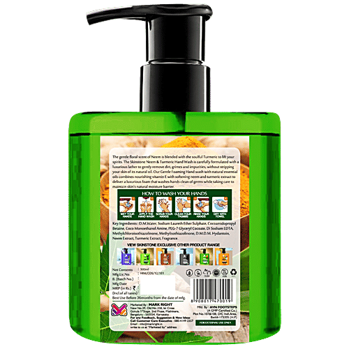 Skinstone Premium Neem & Turmeric Hand Wash - Refreshing, Removes Impurities, 500 ml  