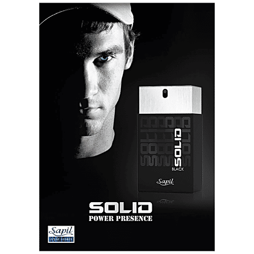 Sapil Solid Black Eau De Toilette For Men - Perfumed Deodorant, 100 ml  