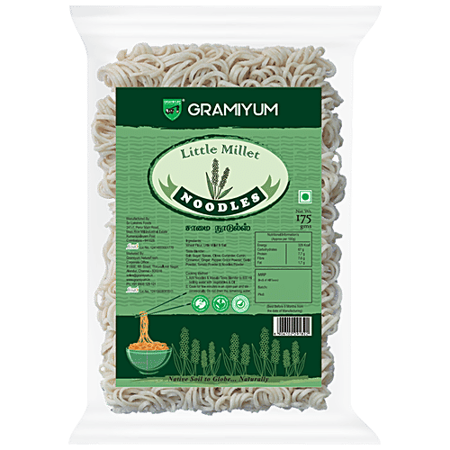 Gramiyum Little Millet/Saamai Noodles - Vegan, Non-Fried, Healthy, 175 g Pouch 
