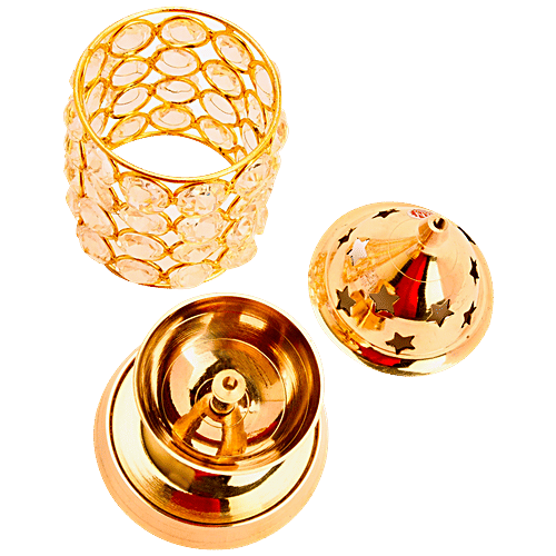 Decan Brass Crystal Jyoti/Diya - Elegant, Premium, Durable, Ideal For Puja Rooms, 300 g (1 pc)