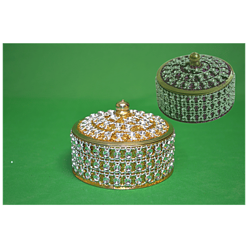 Decan Brass Jewellery Box - Wooden, Handcrafted, Premium, 100 g (Set of 2) 