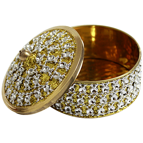 Decan Brass Jewellery Box - Wooden, Handcrafted, Premium, 100 g (Set of 2) 