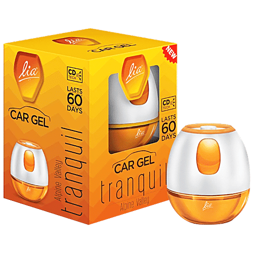 Lia Car Gel - Alpine Valley, Tranquil, Lasts 60 Days, Eliminates Odour, Refreshing Fragrance, 45 g  Alpine Valley
 Tranquil
 Lasts 60 Days