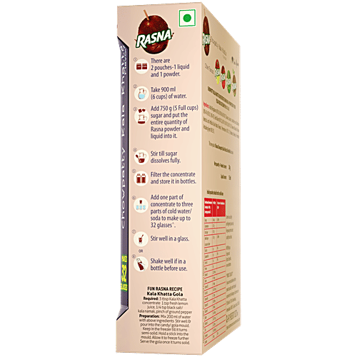 Rasna Fruit Fun Preparation Drink Mix Powder - Kala Khatta Flavour, Makes 32 Glasses, 20 g  