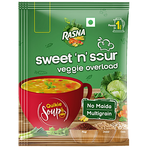 Rasna Sweet N Sour Veggie Overload Quickie Soup - Multigrain, No Maida, Single Pack, 20 g  