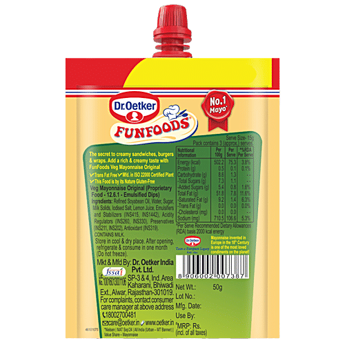 Dr.Oetker FunFoods Original Veg Mayonnaise, 50 g Pouch