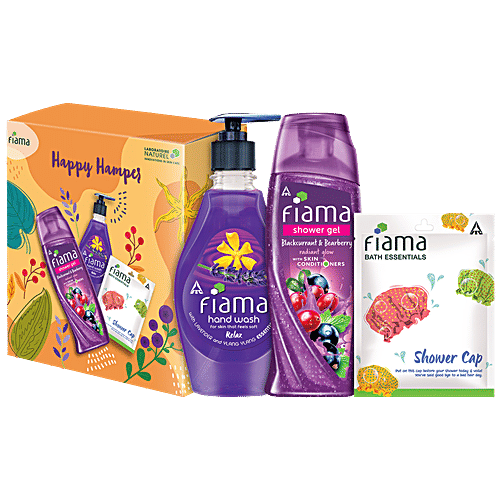 Buy Fiama Happy Hamper Gift Pack Shower Gel, Hand Wash & Shower Cap