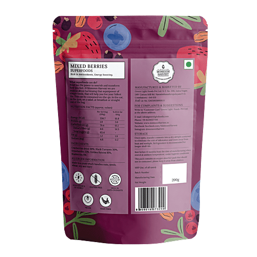 Monsoon Harvest Superfoods - Mixed Berries, Rich In Antioxidants, Boosts Energy, 200 g  