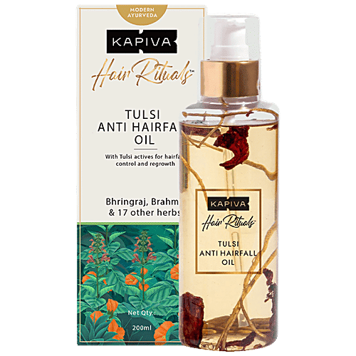 Kapiva Tulsi Anti-Hair Fall Oil - 100% Ayurvedic, Promotes Hair Growth, No Parabens, 200 ml  