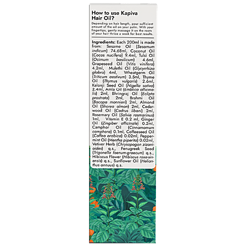 Kapiva Tulsi Anti-Hair Fall Oil - 100% Ayurvedic, Promotes Hair Growth, No Parabens, 200 ml  