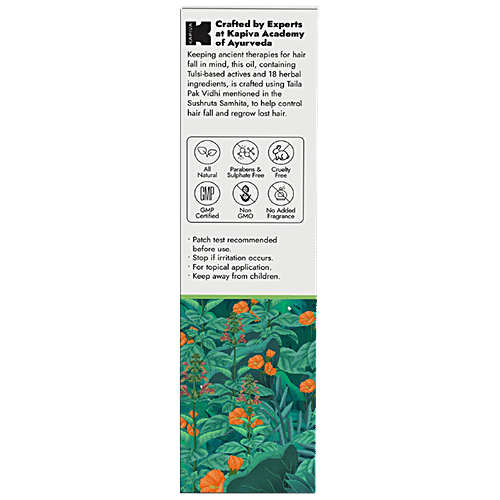 Kapiva Tulsi Anti-Hair Fall Oil - 100% Ayurvedic, Promotes Hair Growth, No Parabens, 200 ml  