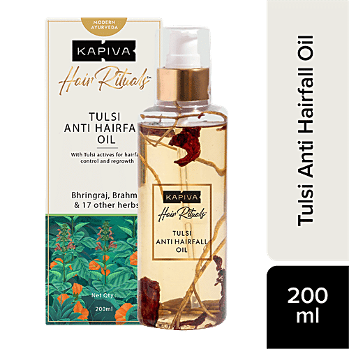 Kapiva Tulsi Anti-Hair Fall Oil - 100% Ayurvedic, Promotes Hair Growth, No Parabens, 200 ml  
