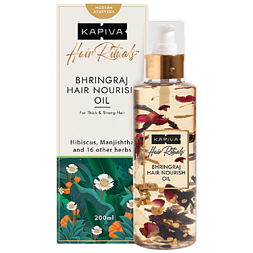 Kapiva Bhringraj Hair Nourishing Oil - 100% Ayurvedic, For Thick & Strong Hair, No Parabens, 200 ml  